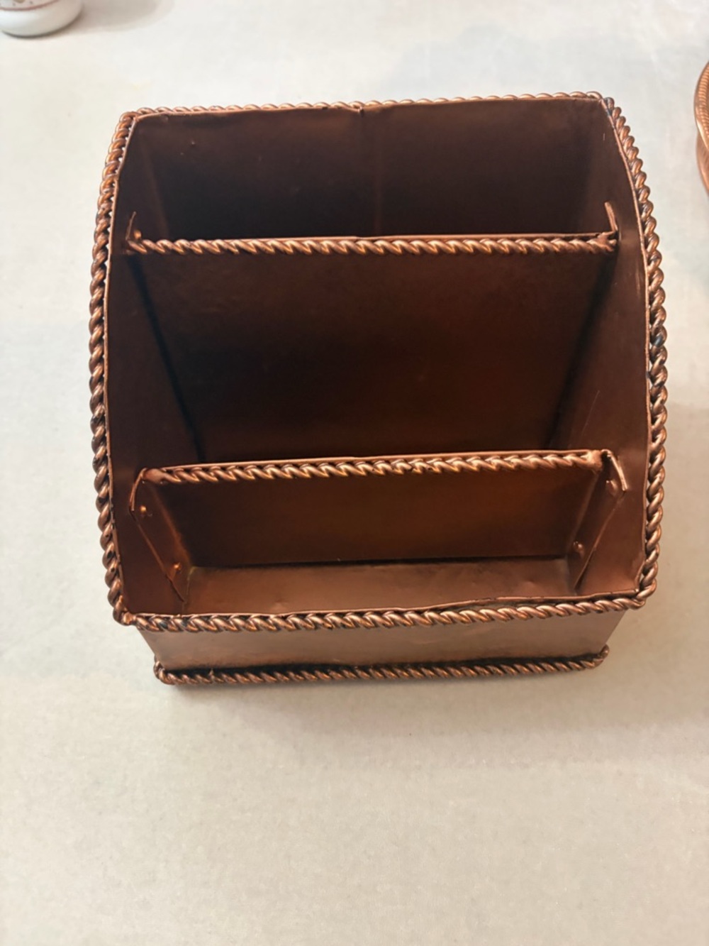 Vintage copper letter or napkin holder